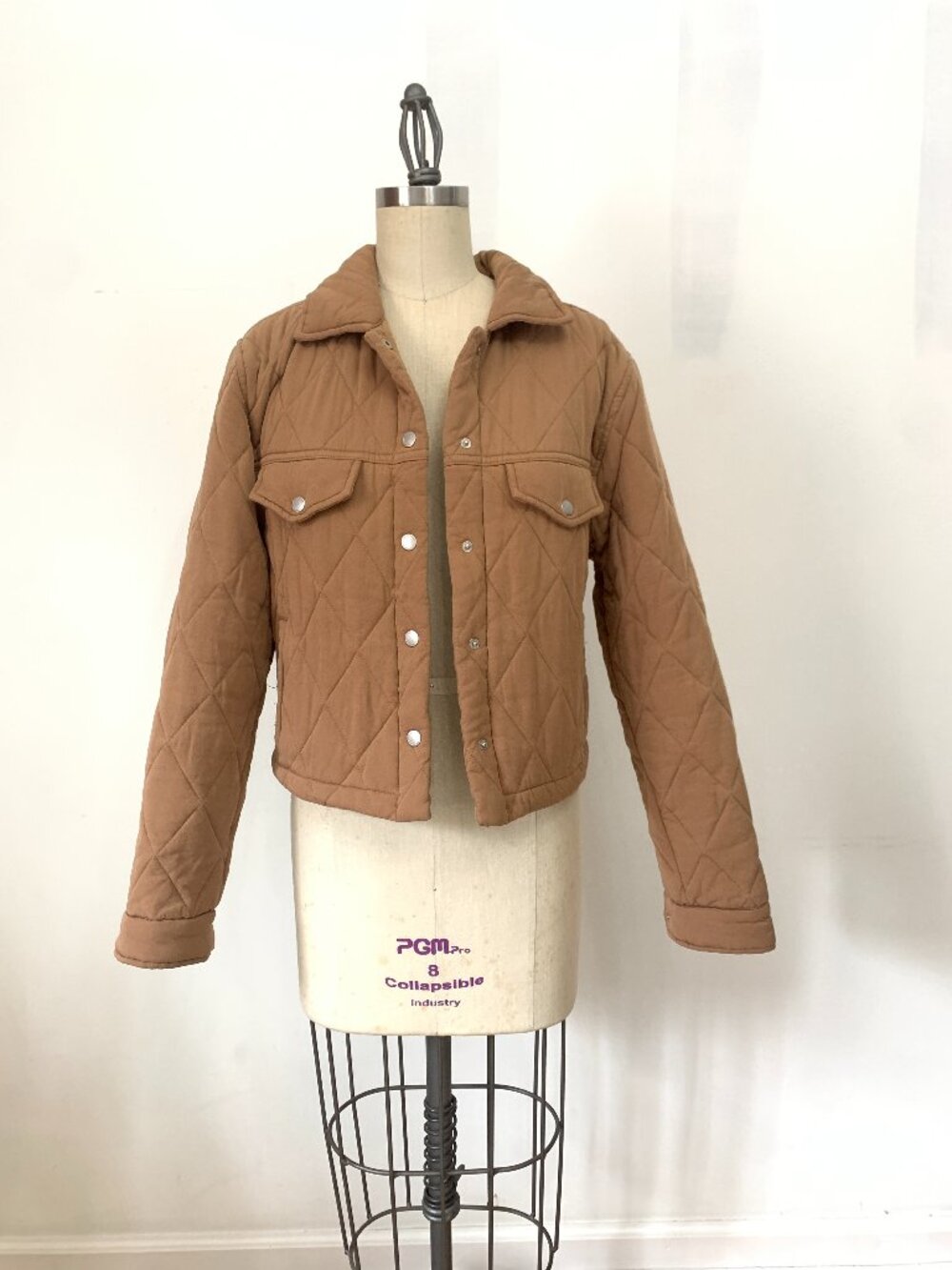 BLANKNYC Camel Tan Diamond Quilted Chore Jacket Shacket - Size Small